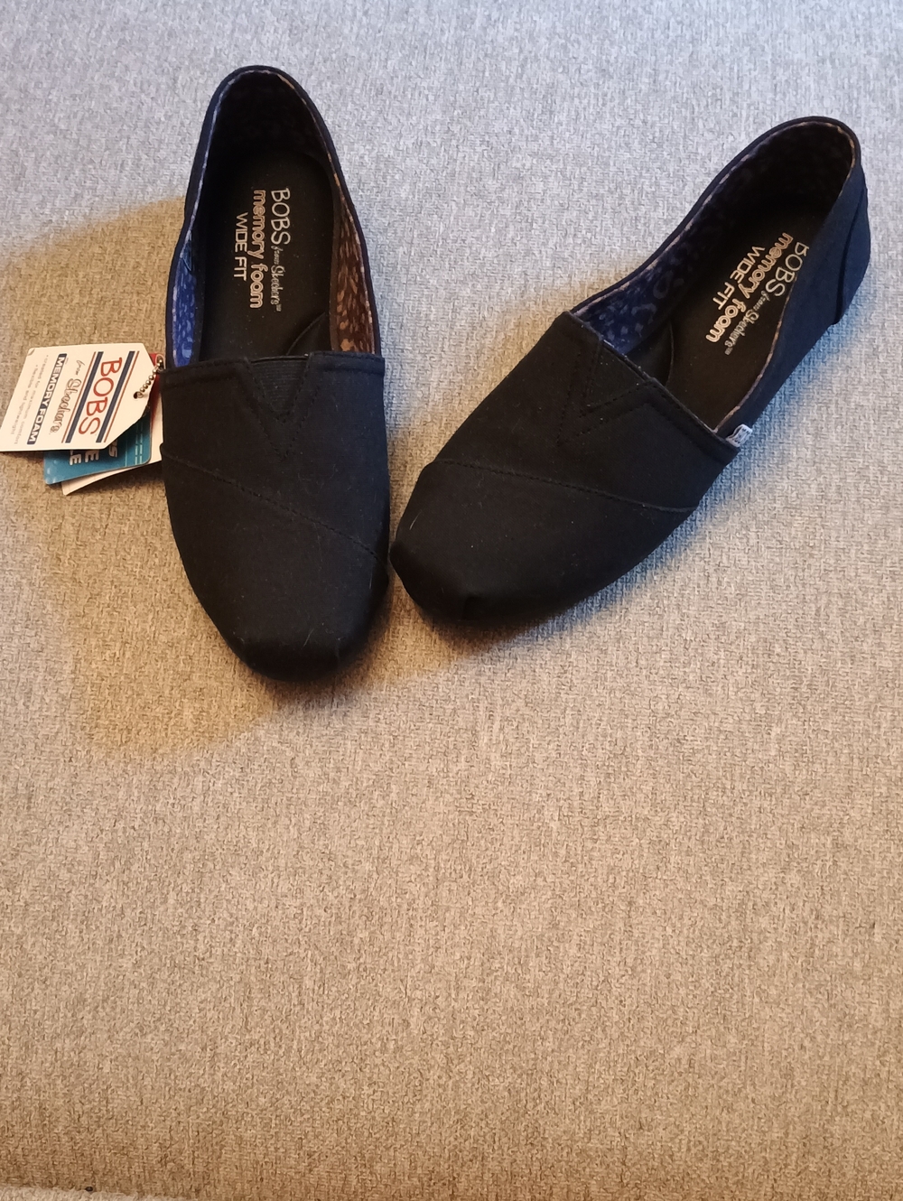 Skechers BOBS Black Canvas Slip-Ons